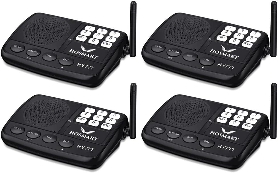 4 Stations Black Wireless Intercom System W570920