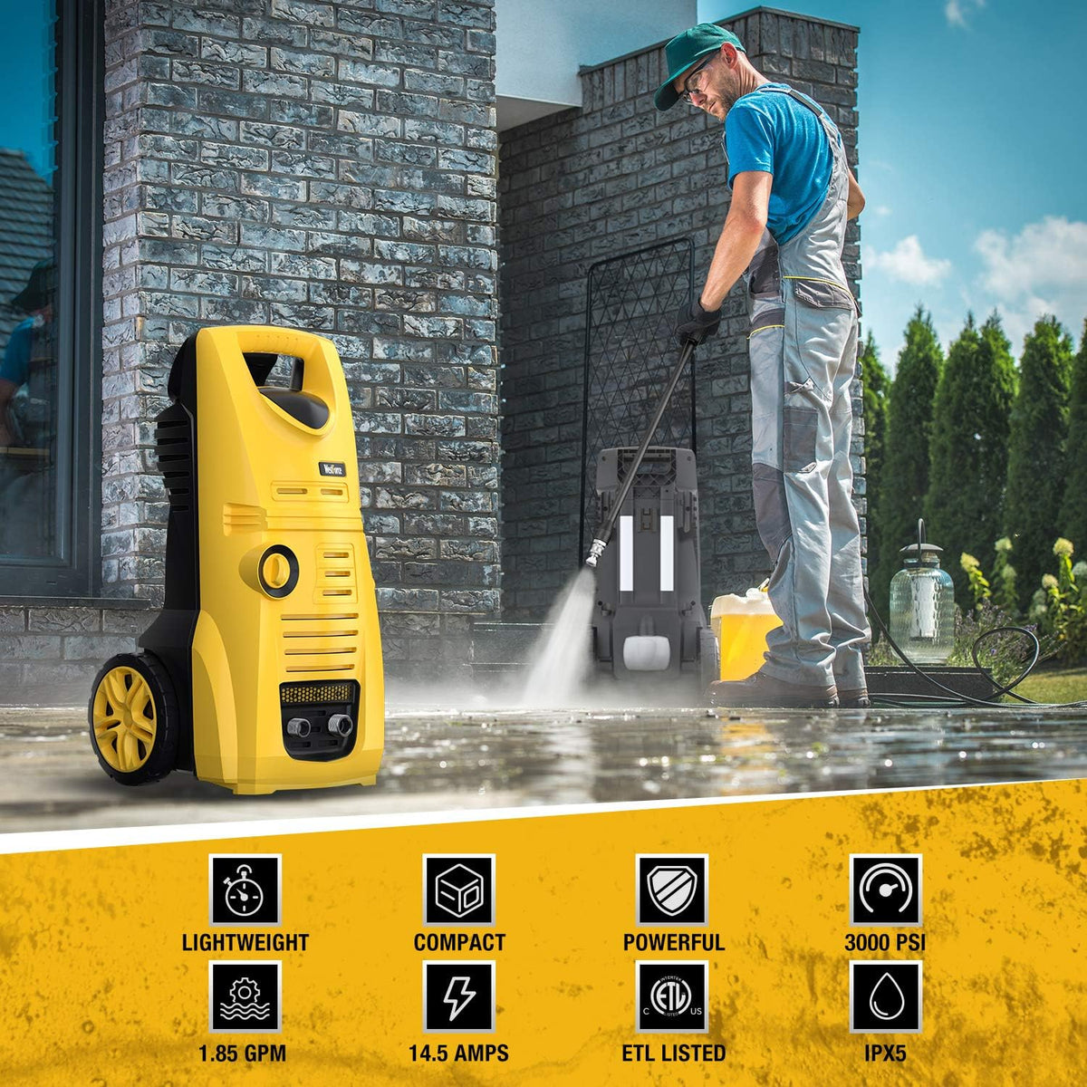 2800 PSI Electric Pressure Washer with Interchangeable Nozzles Z550