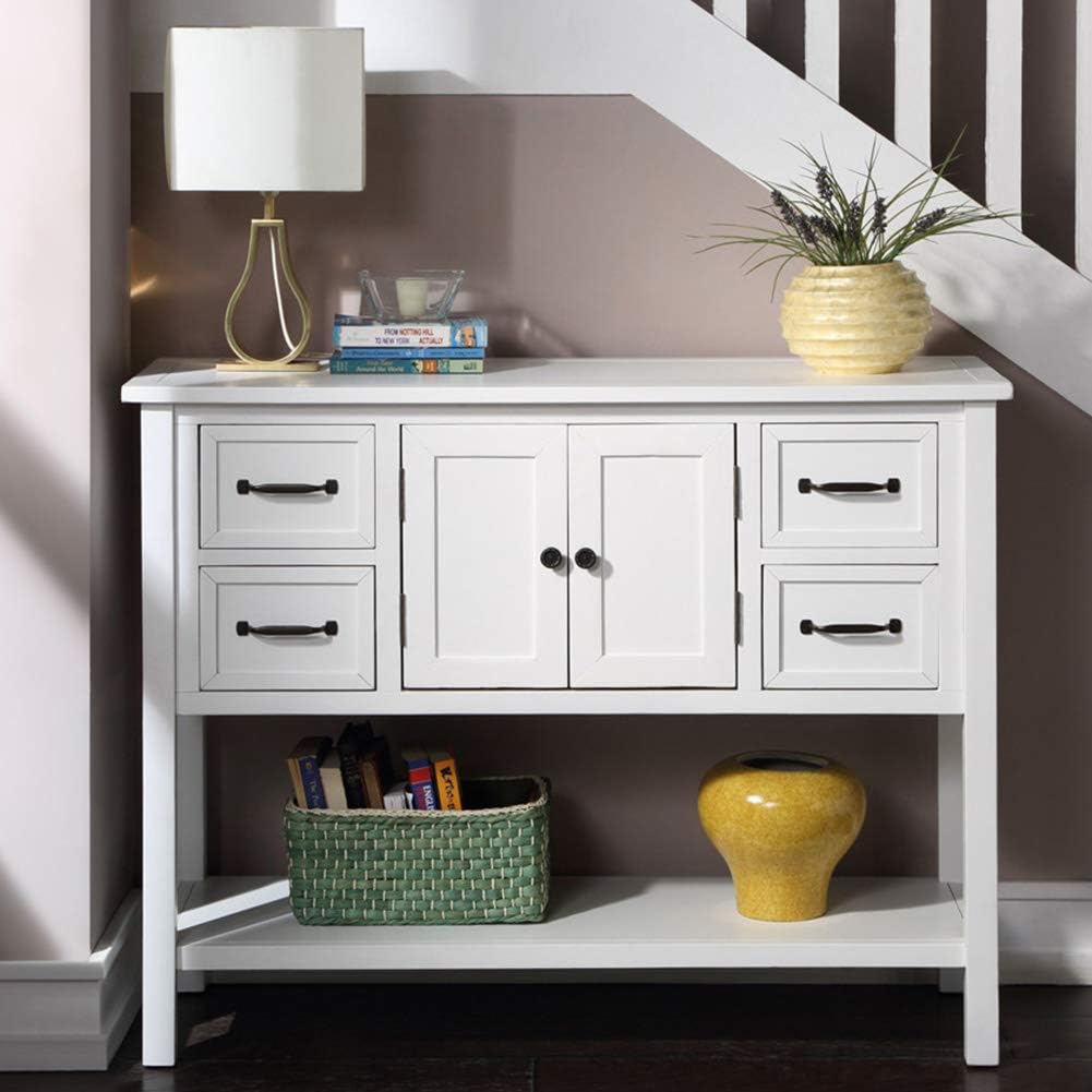 Green Wood Buffet Storage Cabinet with Drawers Y874