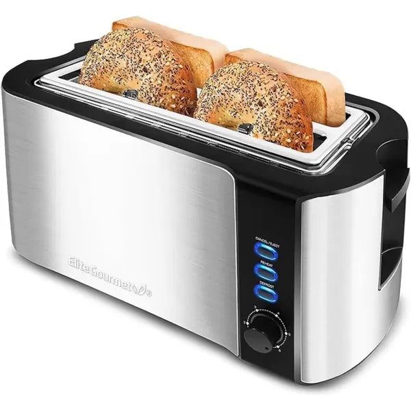Long Slot 4 Slice Stainless Steel Black Toaster C115087