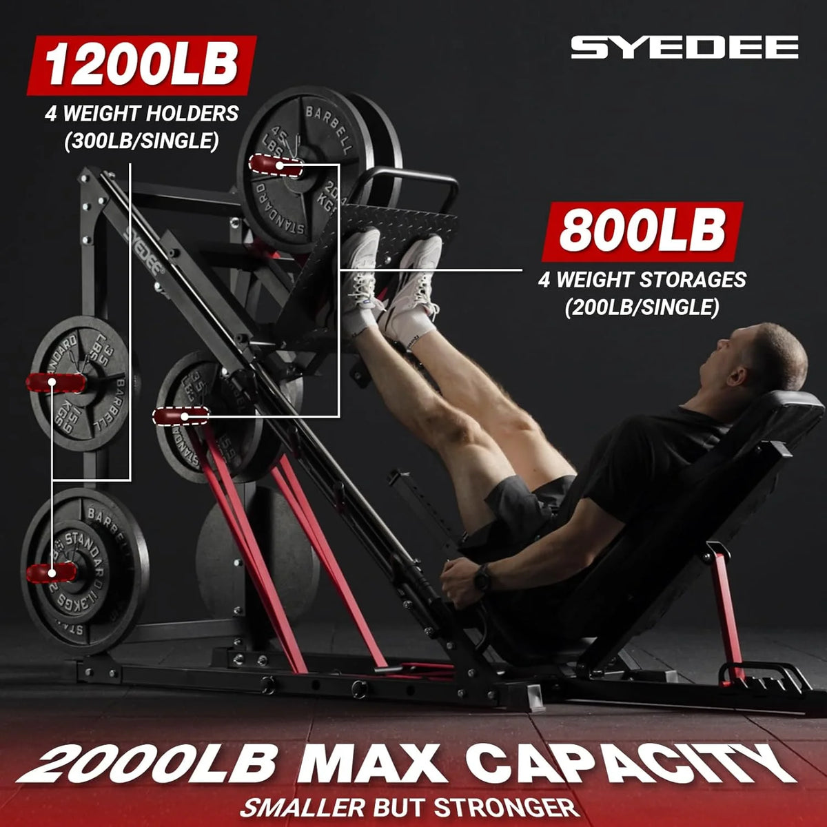 Leg Press Machine with Calf Block, 1500LBS Weight Capacity Adjustable Leg Machine H11887