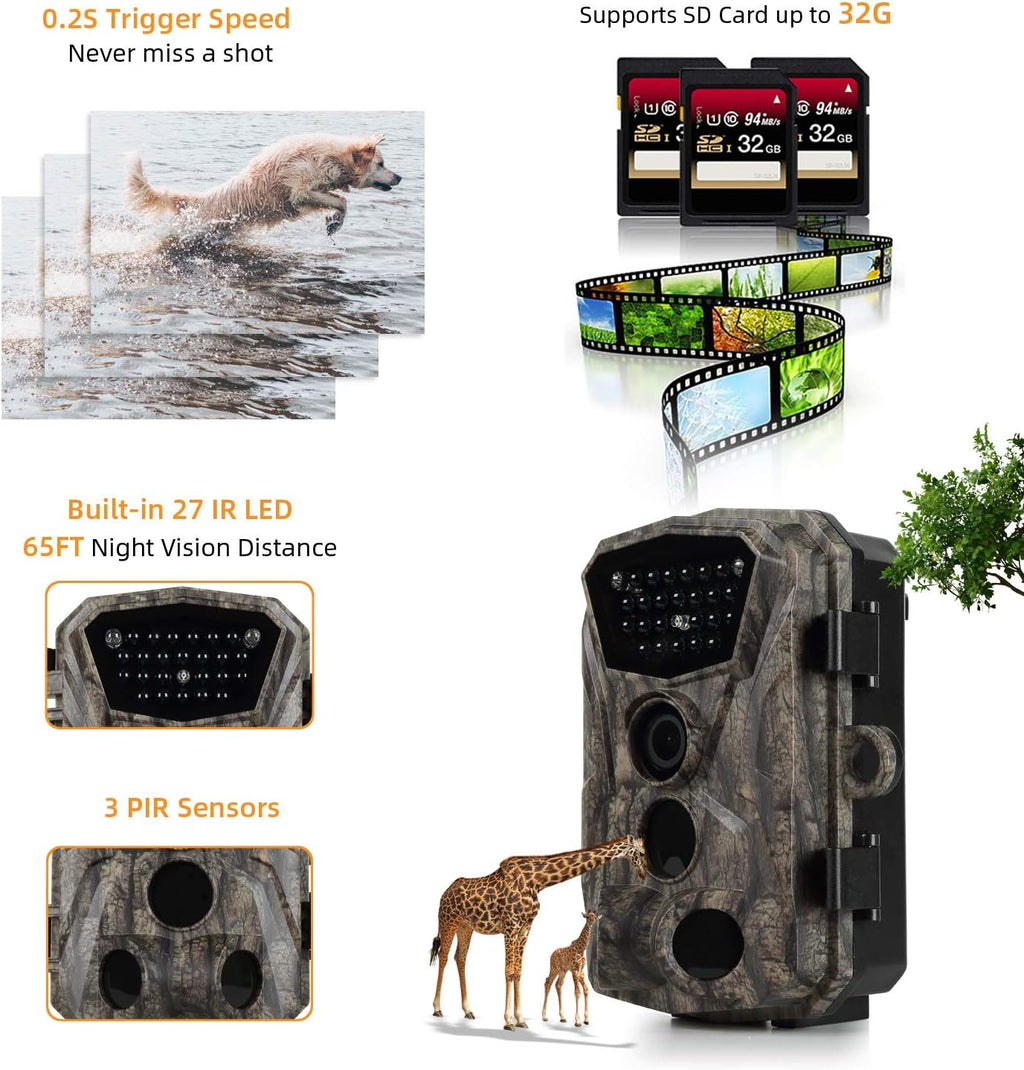 2 Pack 18MP 1080P Trail Game Camera with Night Vision M2946