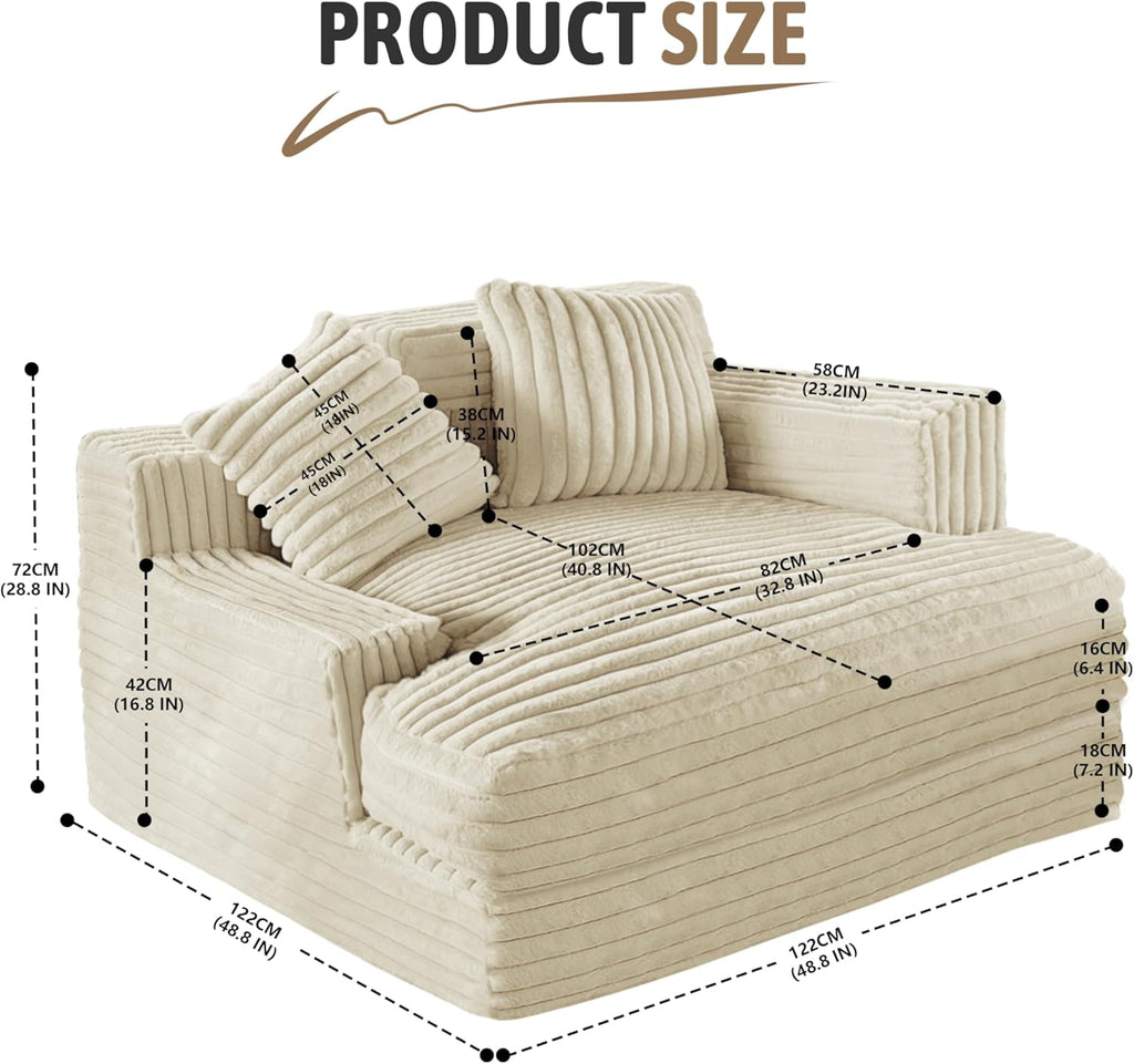 Oversized Chaise Lounge Sofa with 2 Throw Pillows U96220