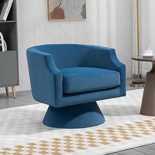 Blue Velvet Swivel Barrel Chair H35781
