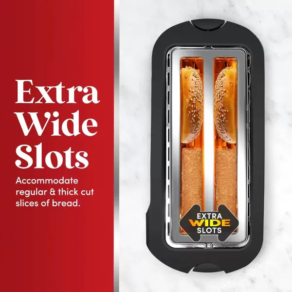 Long Slot 4 Slice Stainless Steel Black Toaster C115087