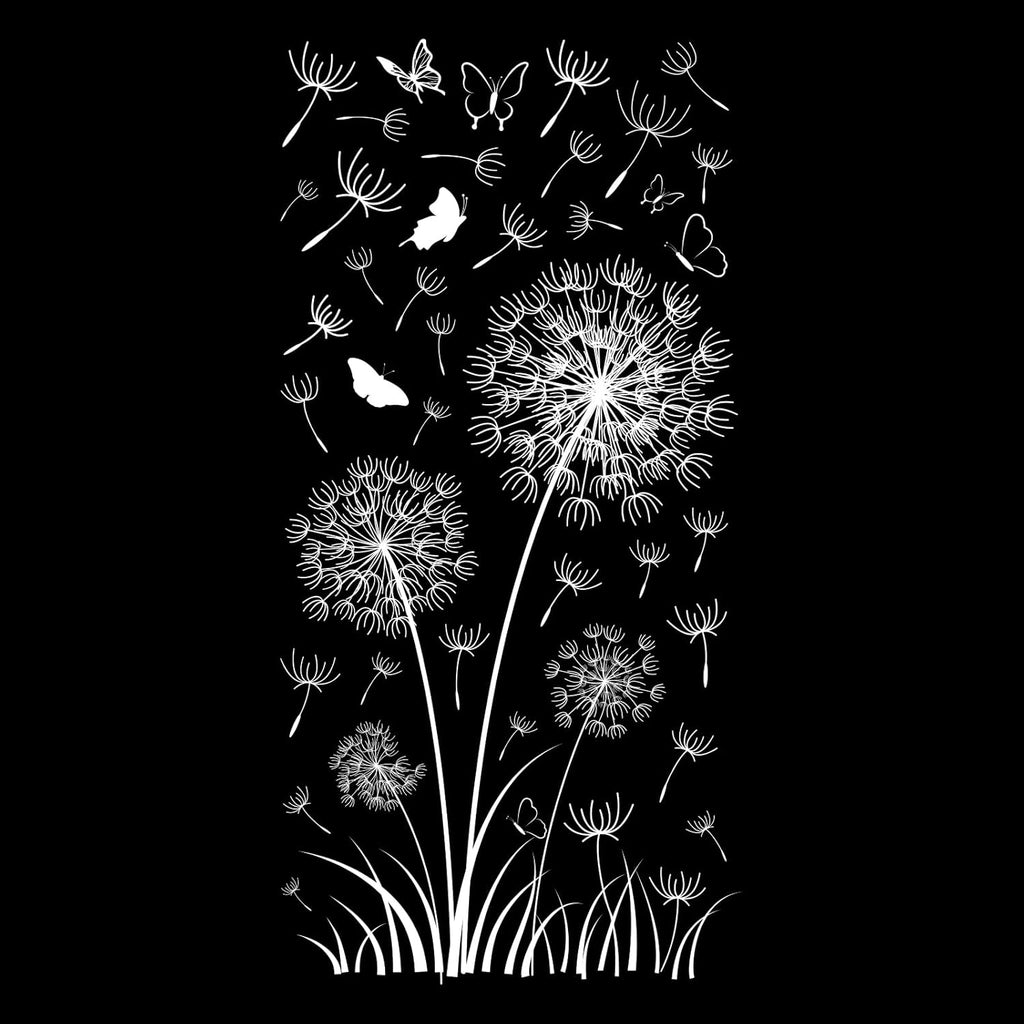 White Dandelion Window Clings Flying Flower Butterflies Window Sticker Self-Adhesive Decals M563