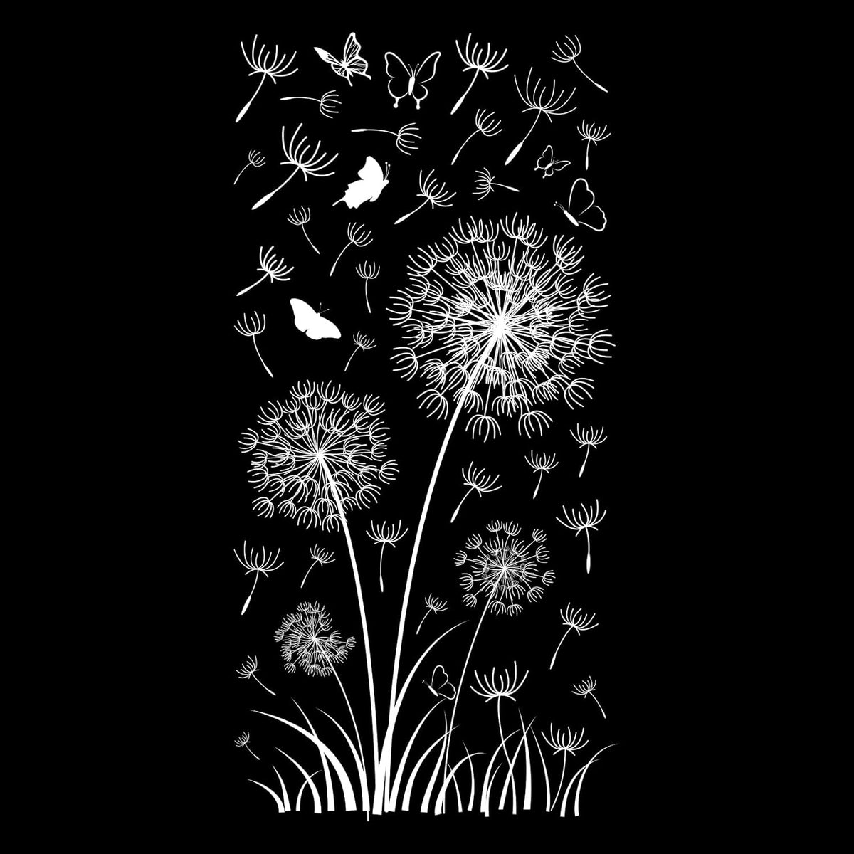 White Dandelion Window Clings Flying Flower Butterflies Window Sticker Self-Adhesive Decals M563