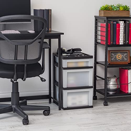 Black Plastic 4-Drawer Rolling Cart W737