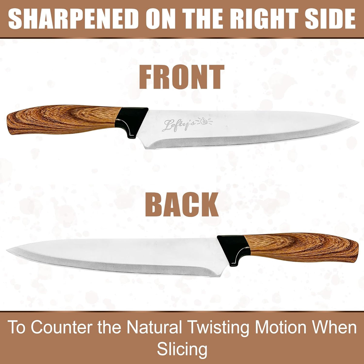 Left Handed Chef Knife - Stainless Steel Blade G370402