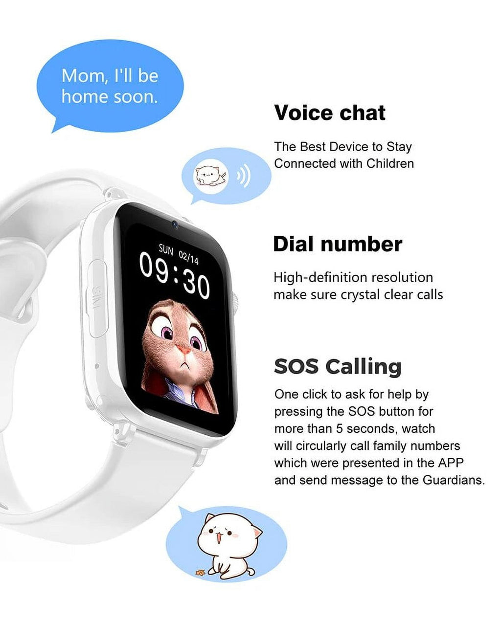 White 4G Smart Watch with GPS Location Tracker Camera M449338