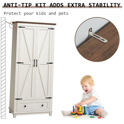 72" Tall Storage Cabinet with Adjustable Shelves & Barn Doors D96309