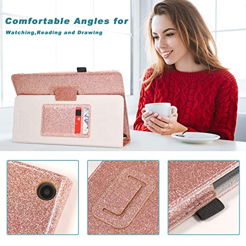 Glitter Rose Folio Leather Cover for Onn 10.1 Tablet E593815