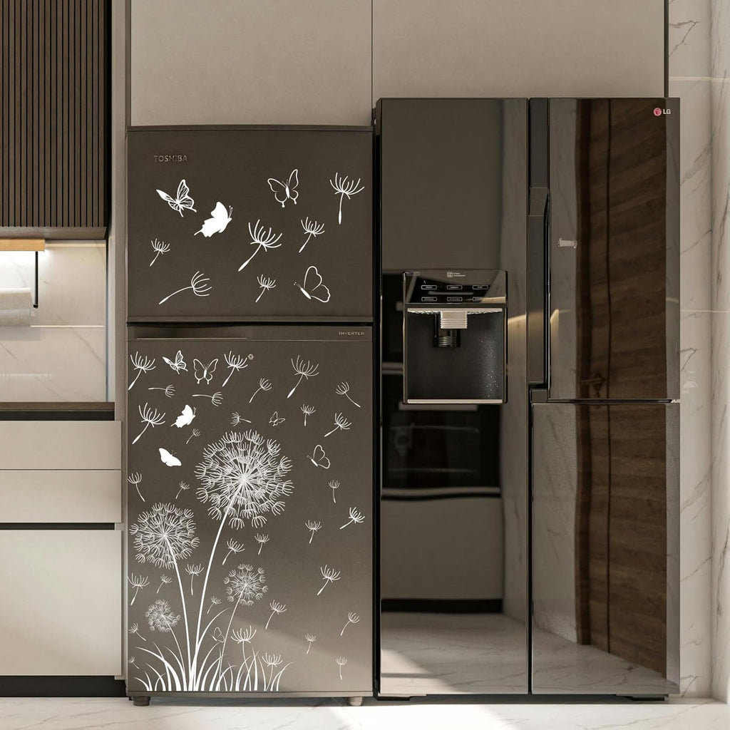 White Dandelion Window Clings Flying Flower Butterflies Window Sticker Self-Adhesive Decals M563
