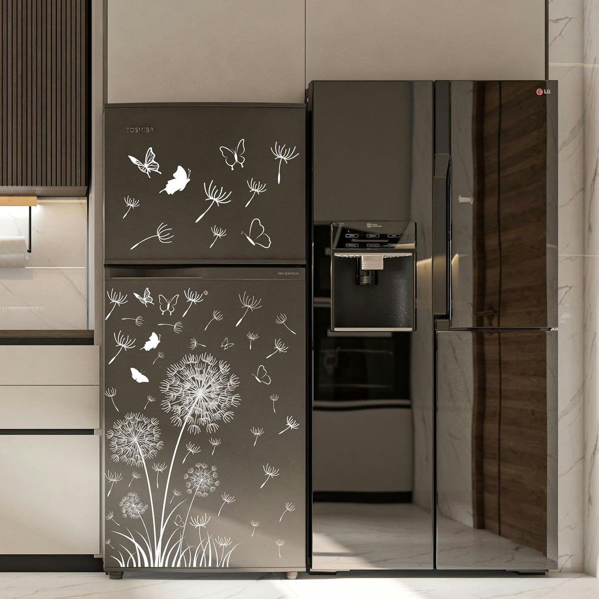 White Dandelion Window Clings Flying Flower Butterflies Window Sticker Self-Adhesive Decals M563