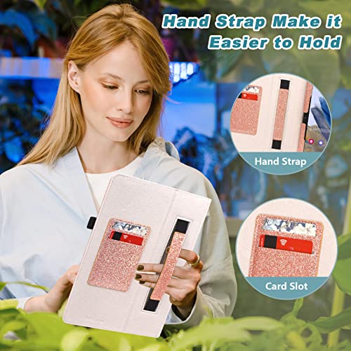 Glitter Rose Folio Leather Cover for Onn 10.1 Tablet E593815