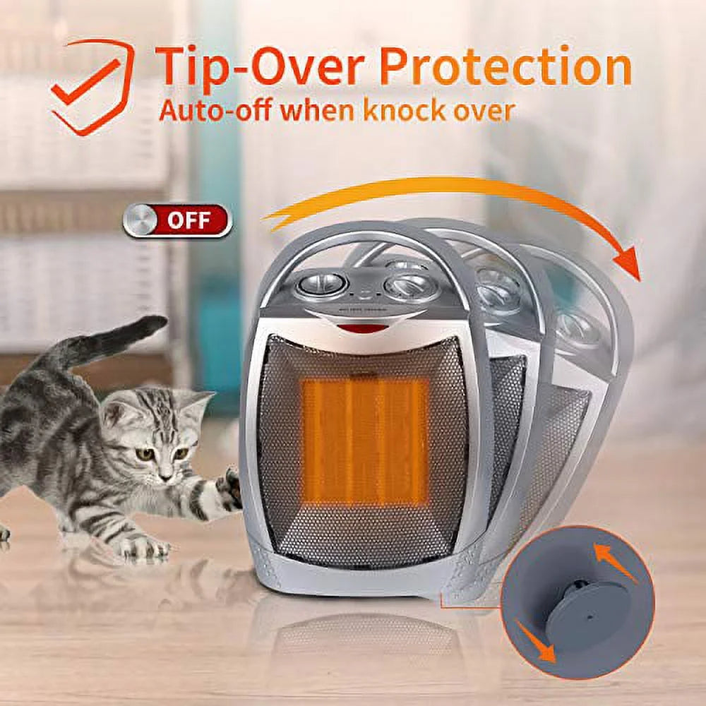 Silver Ceramic Electric Space Heater 1500W S608