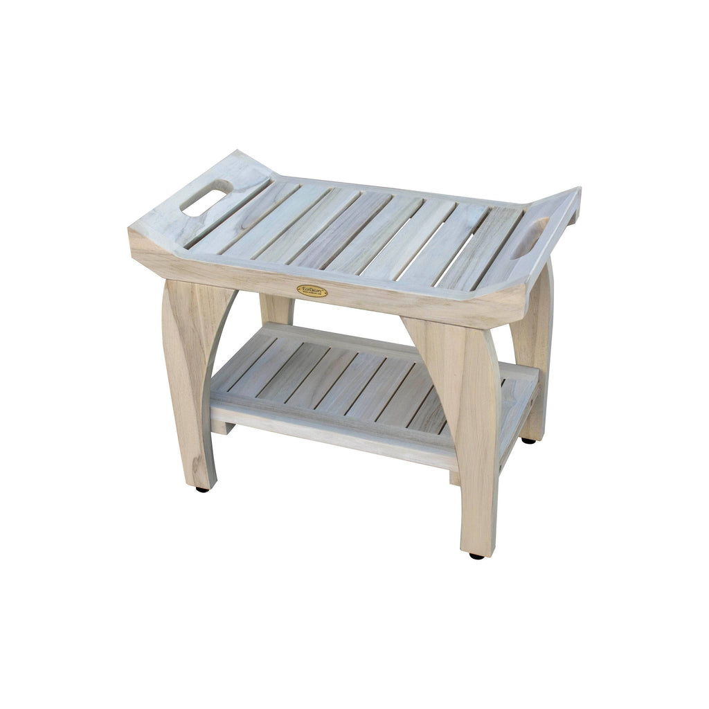 Off-White Teak Shower Bench O55574