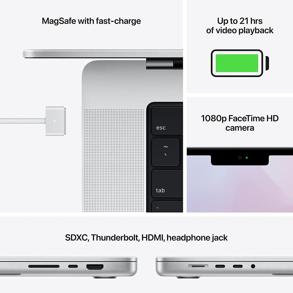 16 inch Silver MacBook Pro with M1 Pro chip, 16GB RAM, 512GB SSD W7675
