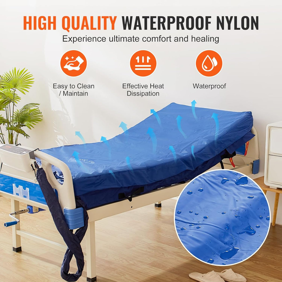 Alternating Air Pressure Mattress, Dual-Layer Pad for Hospital Beds, 450LBS Loading with Electric Quiet Pump D70681
