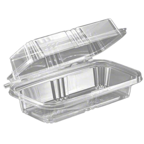 8 in. Clear Hinged Rectangle Food Container - Case of 150 C9748