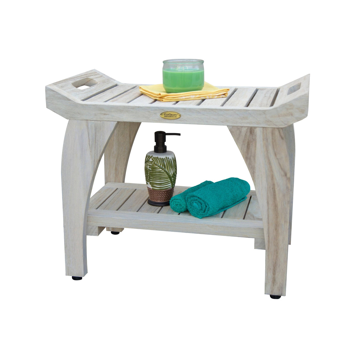 Off-White Teak Shower Bench O55574