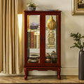 Oak Corner Curio Cabinet with Tempered Glass Doors D9734