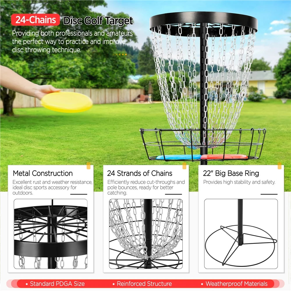 Black Disc Golf Goal with Carrying Bag and 3 Discs T460