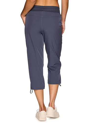 Women's Cargo Capri Pant with Pockets Lightweight Woven with Drawstring J447