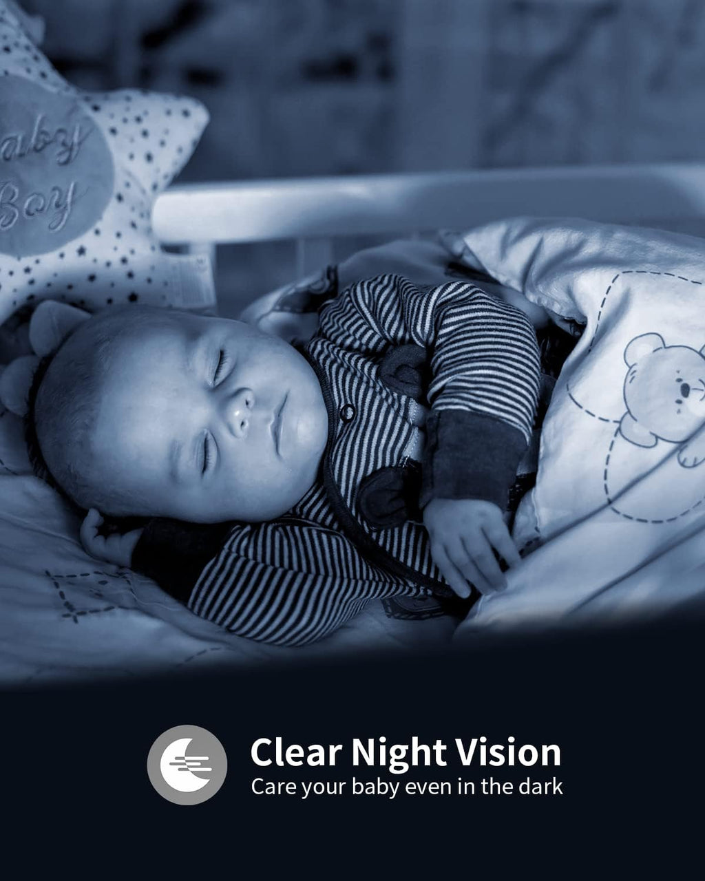 Baby Monitor with Camera and Audio, 1080P Infrared Night Vision, White T922