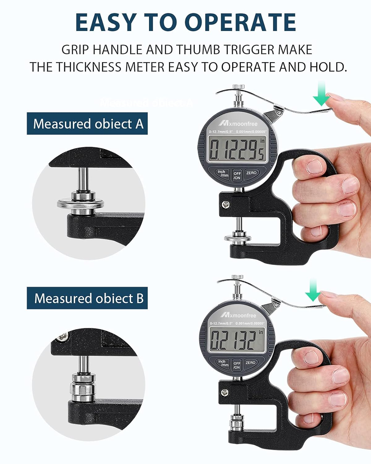 Digital Thickness Gauge 0.001mm 0-12.7mm Electronic Micrometer with LCD Display X23536