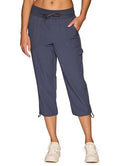 Women's Cargo Capri Pant with Pockets Lightweight Woven with Drawstring J447