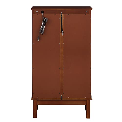 Oak Corner Curio Cabinet with Tempered Glass Doors D9734