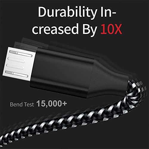 3 Pack Nylon Braided Micro USB Cable A104597