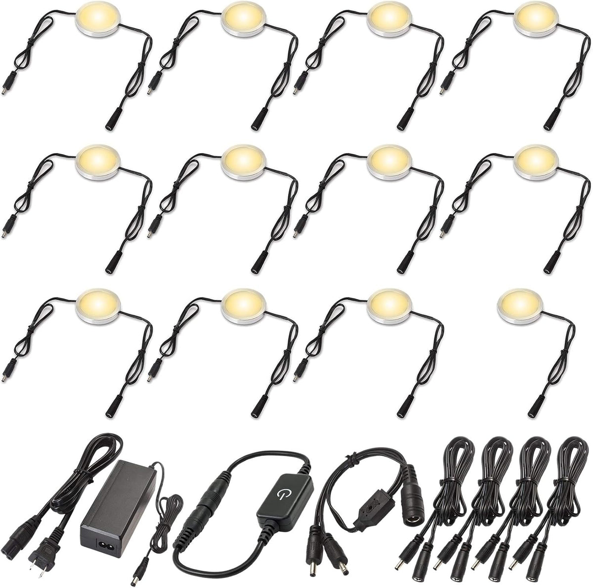 Under Cabinet LED Lighting Kit, Touch Dimmable, 12 Lights, Warm White V582
