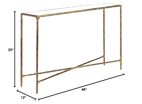 Silver Metal/Tempered Glass Top Rectangle Console Table Y42856