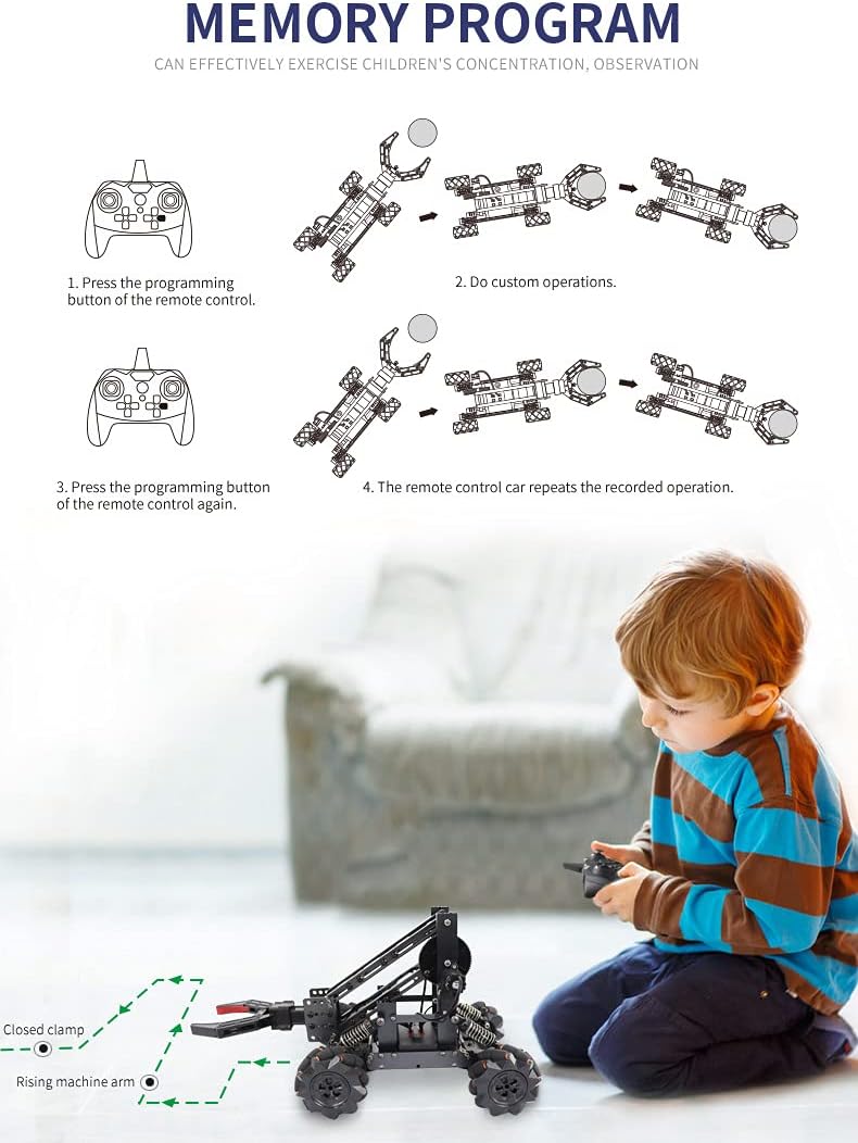 Smart Robot Arm Kit 2-in 1 Science Kits 4-DOF Robotic Car F666