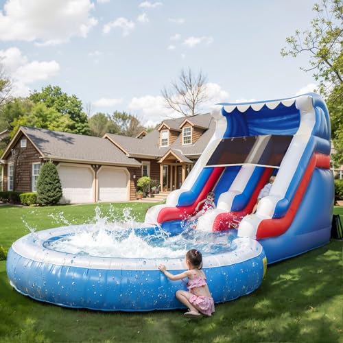 20FT Inflatable Water Slide with Climbing Ladder and Splash Pool E3946