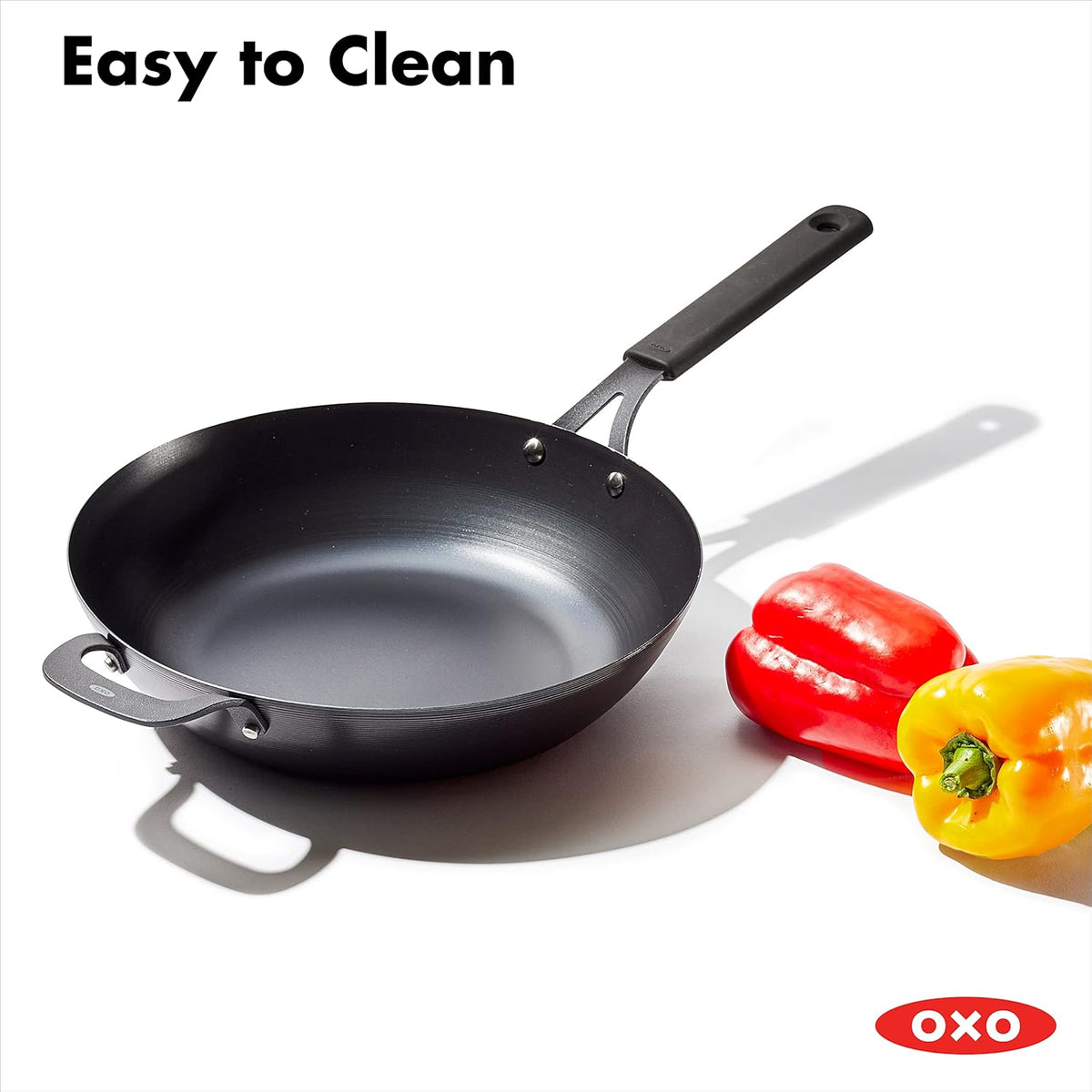 12 Carbon Steel Wok Pan with Silicone Handle Holder K51008