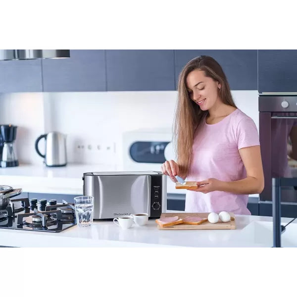 Long Slot 4 Slice Stainless Steel Black Toaster C115087
