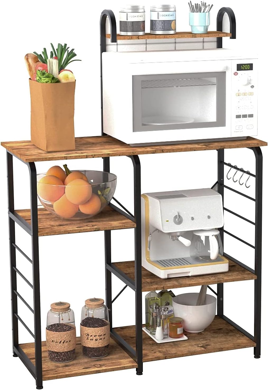Black Kitchen Baker's Rack Microwave Stand X5325
