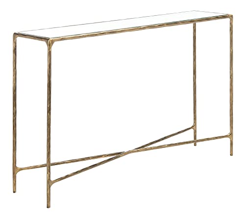 Silver Metal/Tempered Glass Top Rectangle Console Table Y42856