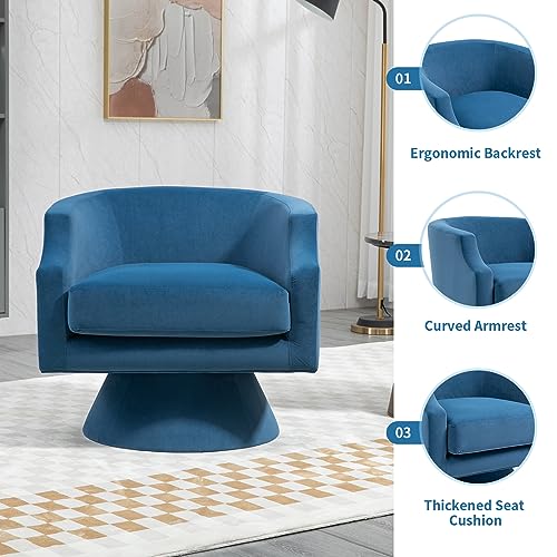 Blue Velvet Swivel Barrel Chair H35781