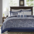California King Black 12 Piece Faux Silk Cotton Comforter Set N43685