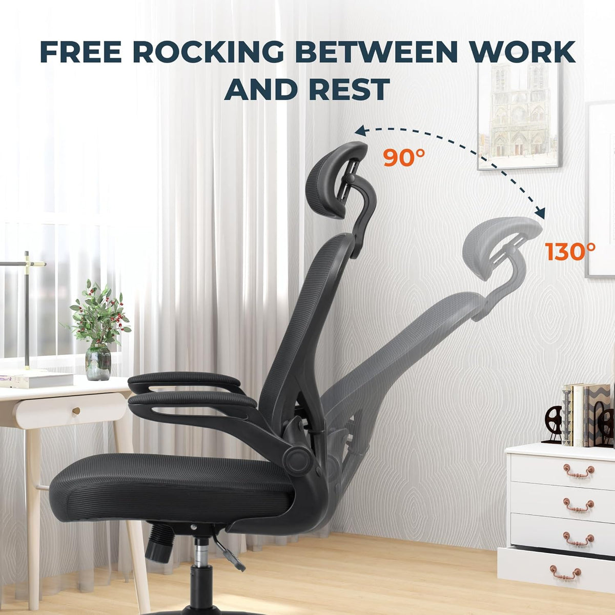 High Back Mesh Office Chair with Adjustable Lumbar Support Y382089