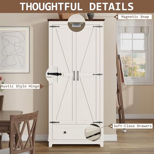 72" Tall Storage Cabinet with Adjustable Shelves & Barn Doors D96309
