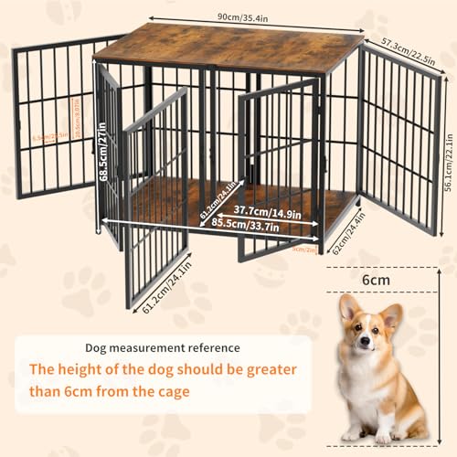 Large Wooden Dog Crate Furniture with Removable Divider I9583