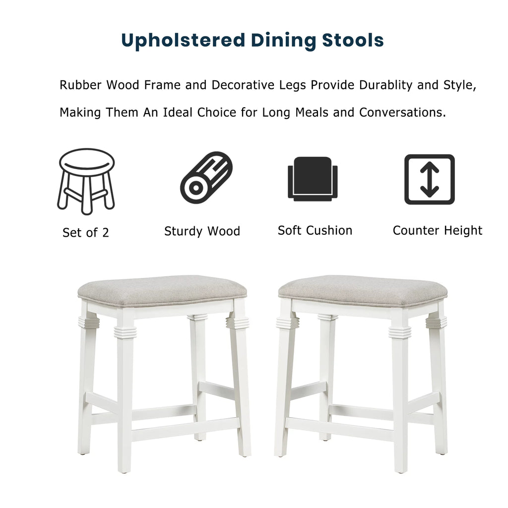 White 3-piece Rubber Wood Kitchen Island Set with 2 Shelves and 3 Drawers U16947