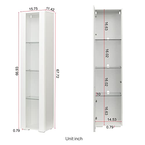 4-Shelves Display Cabinet with Clear Acrylic Door and LED Light B461