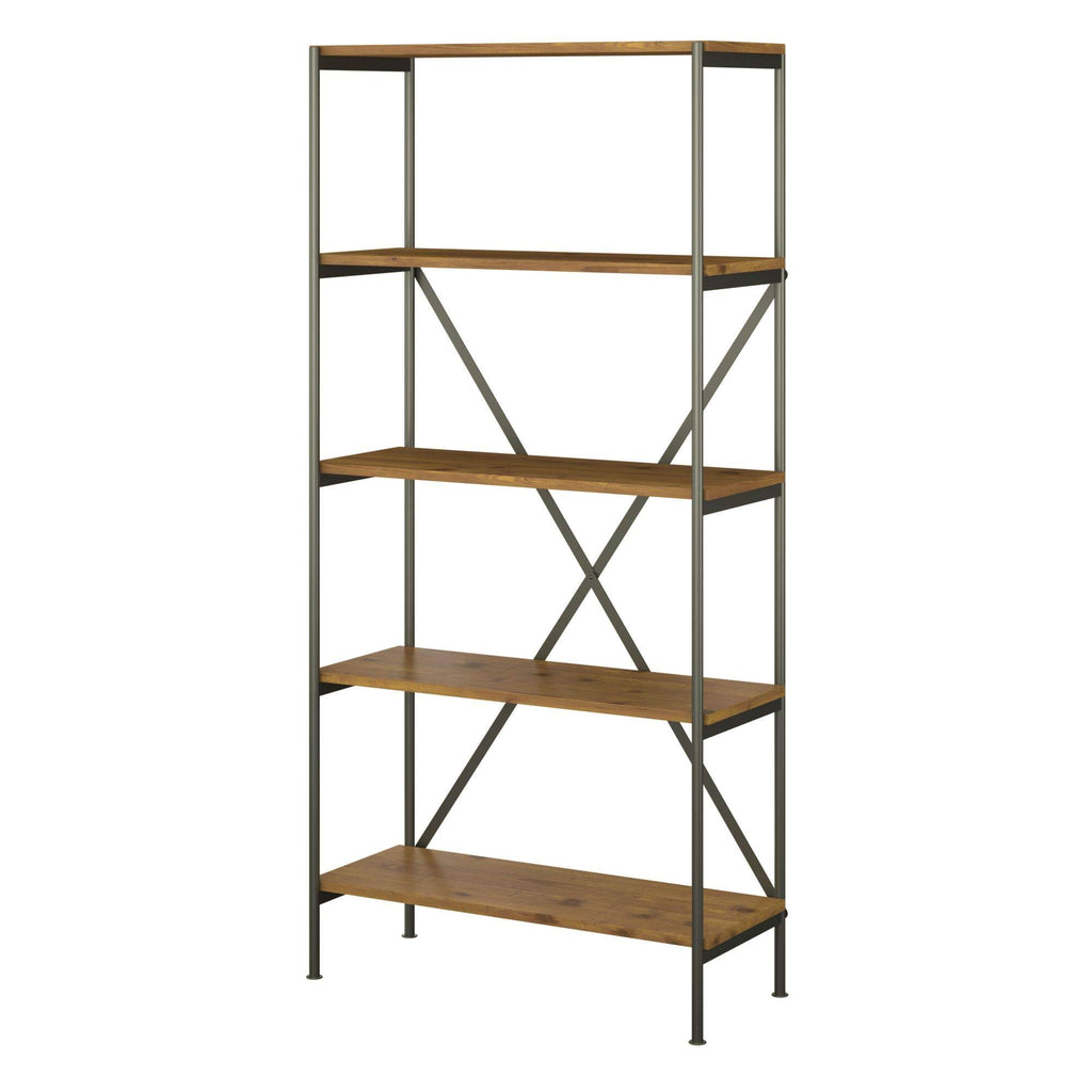 Vintage Golden Pine 5 Shelf Etagere Bookcase X461