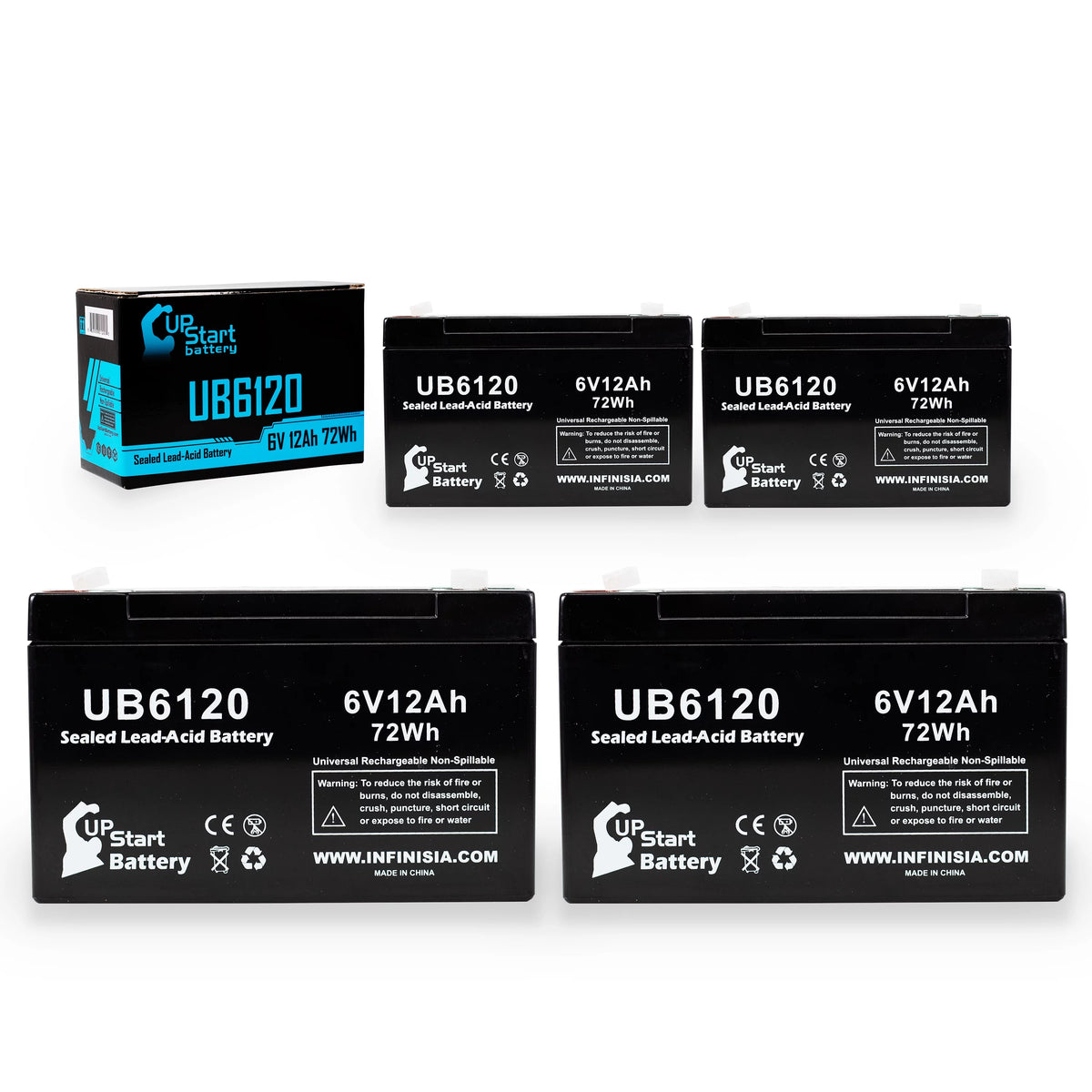 6V 12Ah Sealed Lead Acid Battery with F1 to F2 Terminal Adapters C296405